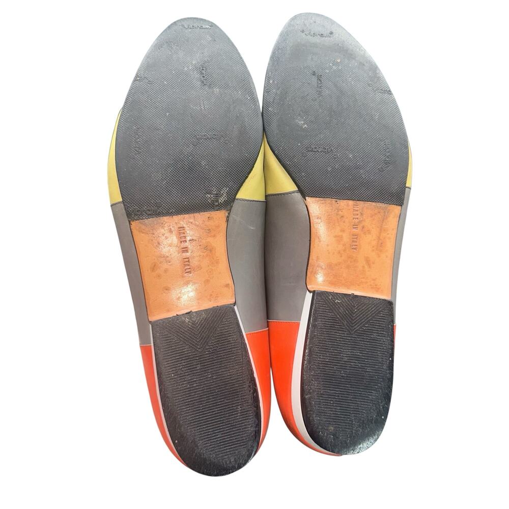 Salvatore Ferragamo Colorblock Leather Ballet Flats Orange Yellow Lilac 8 B - Picture 6 of 15